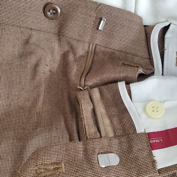 Louis Raphael Men's Dress Pants Size 32W x 30L Beige Cuffed Front Pleated - Picture 7 of 13
